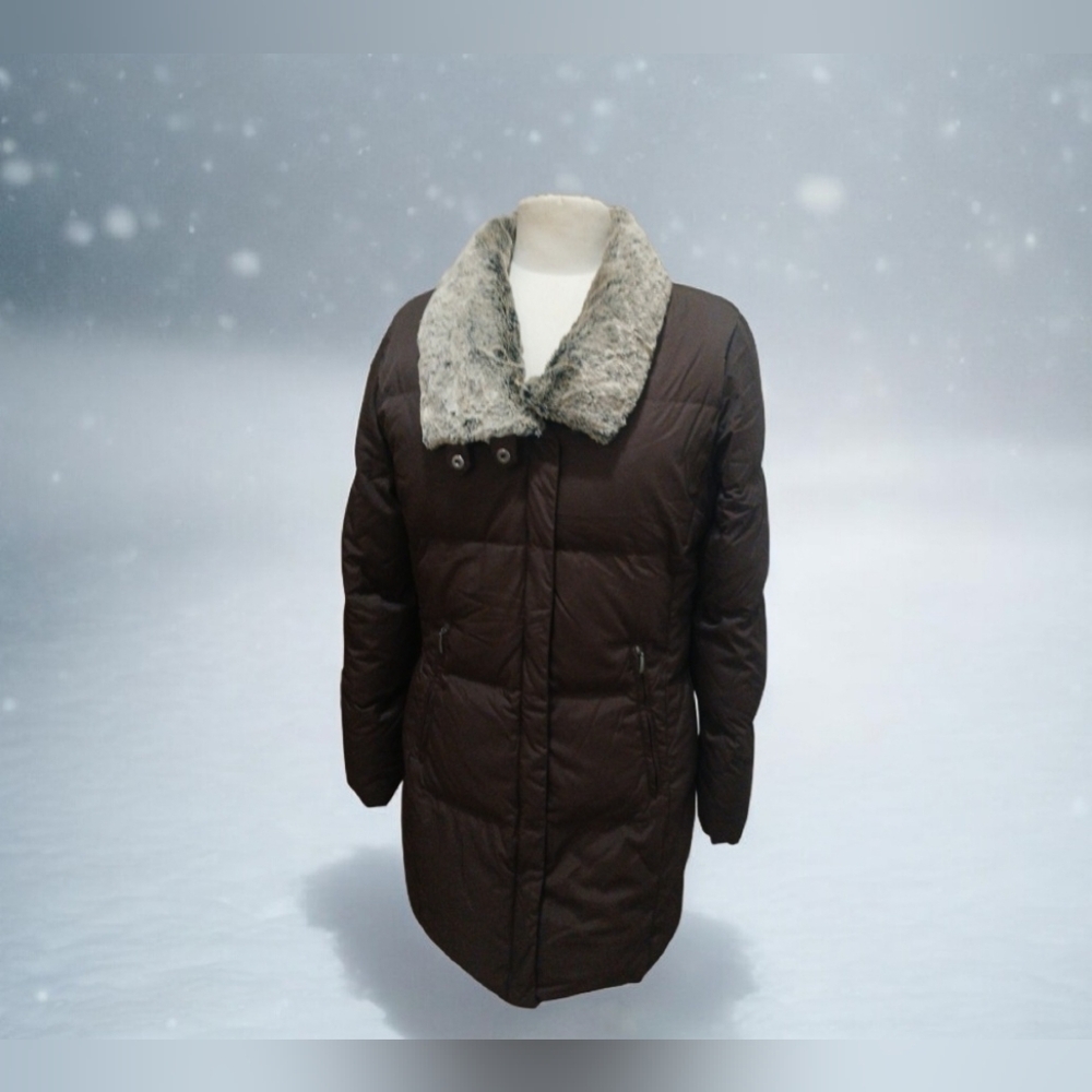 Columbia Down Feather Puffer Jacket with Faux Fur Collar